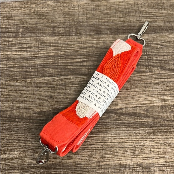 American & Beyond |Orange Beaded Mini Tote/Bucket Bag w/ Beaded Crossbody Strap - Picture 6 of 11